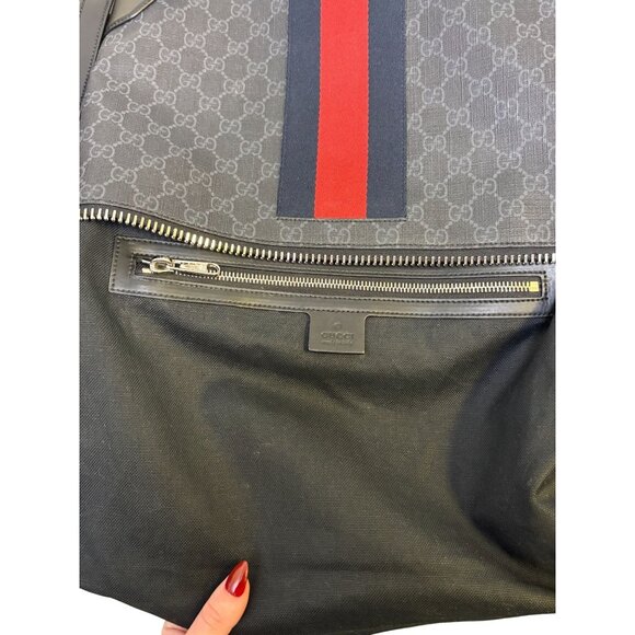 Gucci GG Supreme Messenger Bag With Red & Blue Stripe - Picture 9 of 13